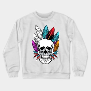 skull with feathers Crewneck Sweatshirt